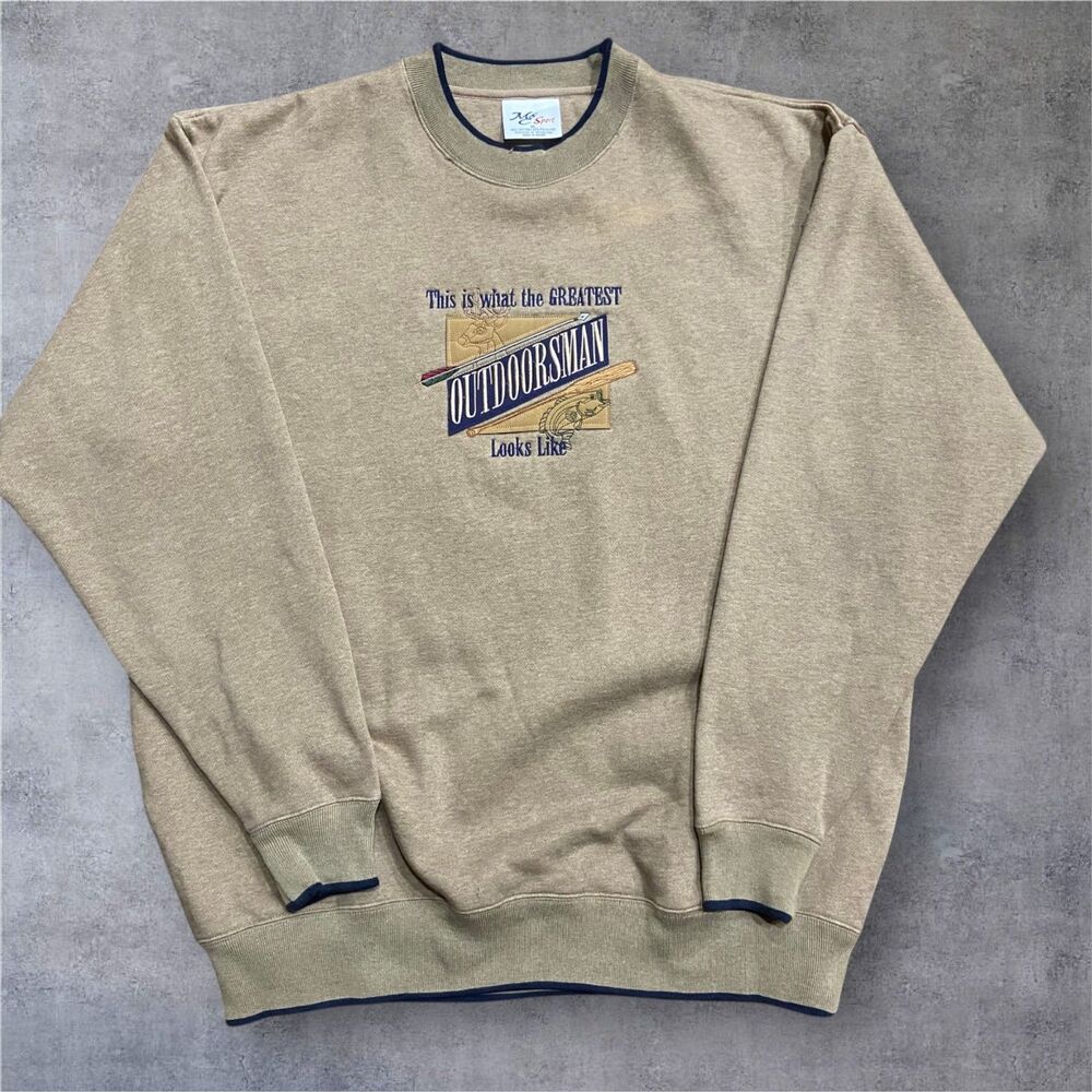M&C Sport Vintage 90s Greatest Outdoorsman Tan Crewneck Sweatshirt Men's XL